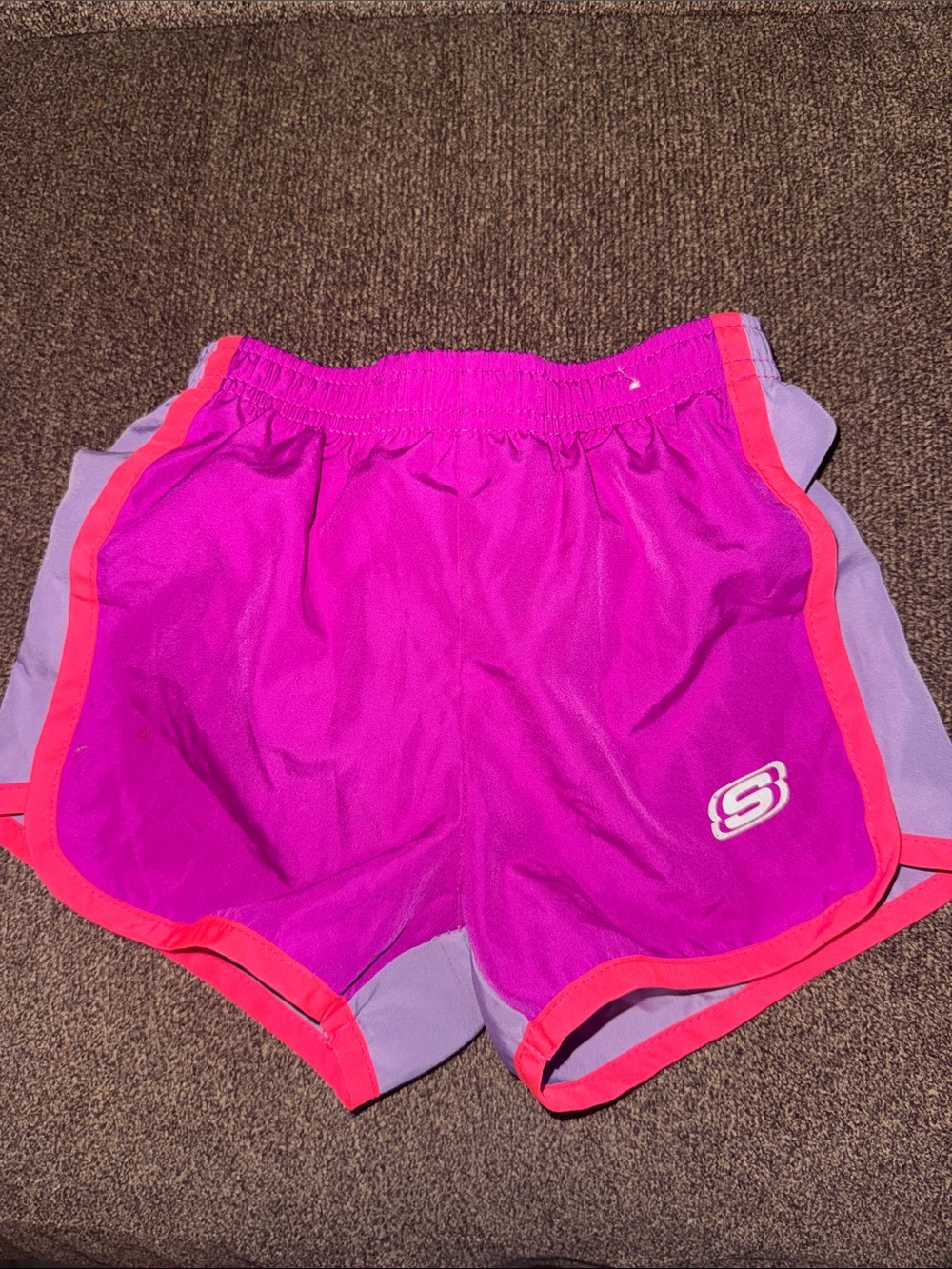 Skechers Fuchsia Athletic Shorts with Lavender Panels and Coral Trim